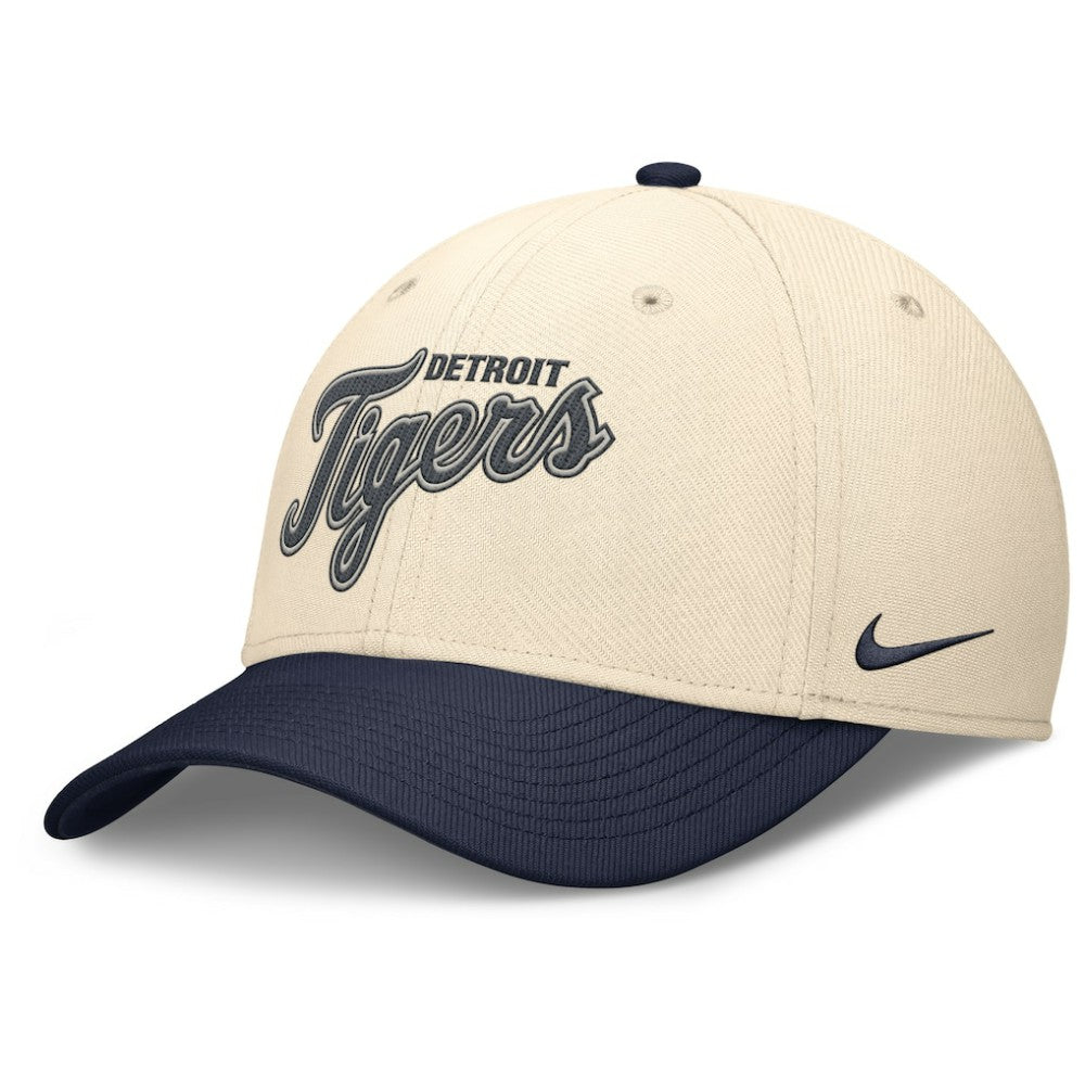 Detroit Tigers Nike Statement Rise Performance Flex Hat - Natural/Navy Hats