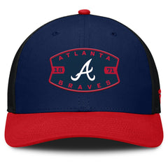 Atlanta Braves Fanatics Cutoff Adjustable Trucker Hat - Navy/Red Hats