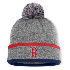 Boston Red Sox Fanatics Backstop Cuffed Knit Hat with Pom - Heather Gray Hats