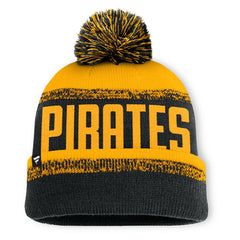 Pittsburgh Pirates Fanatics No-Doubter Cuffed Knit Hat with Pom - Black/Gold Hats