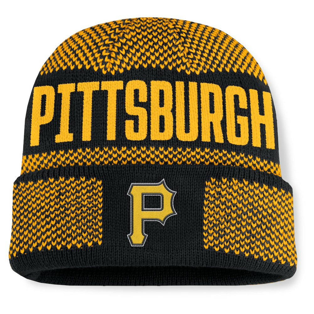 Pittsburgh Pirates Fanatics Rotation Cuffed Knit Hat - Black Hats
