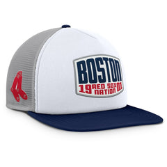 Boston Red Sox Fanatics Cranked Foam Front Patch Trucker Adjustable Hat - Gray/White Hats