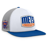 New York Mets Fanatics Cranked Foam Front Patch Trucker Adjustable Hat - Gray/White Hats