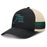 Tampa Bay Rays Fanatics Inherited Side Stripe Trucker Adjustable Hat - Black/Natural Hats
