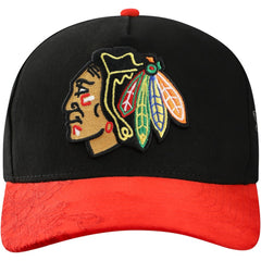 NHL Chicago Blackhawks Mitchell & Ness May Flowers Pro Crown Adjustable Hat - Black/Red