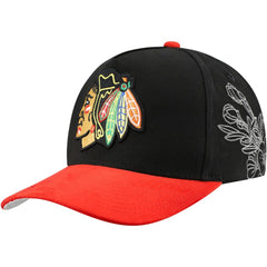 NHL Chicago Blackhawks Mitchell & Ness May Flowers Pro Crown Adjustable Hat - Black/Red