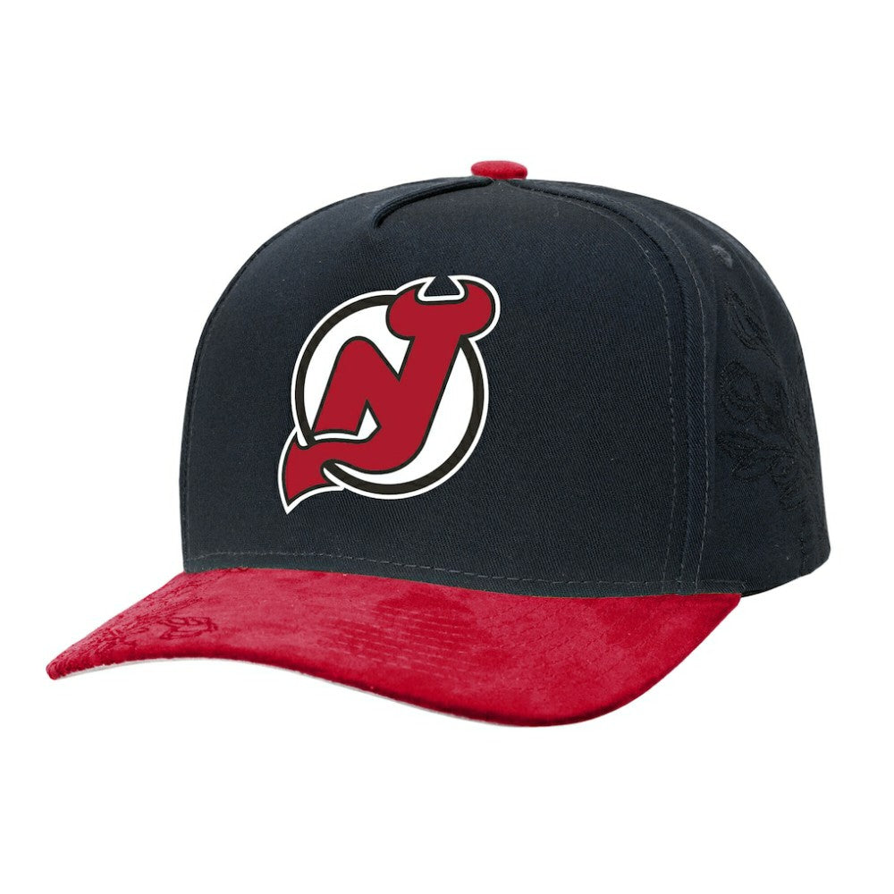NHL New Jersey Devils Mitchell & Ness May Flowers Pro Crown Adjustable Hat - Black/Red