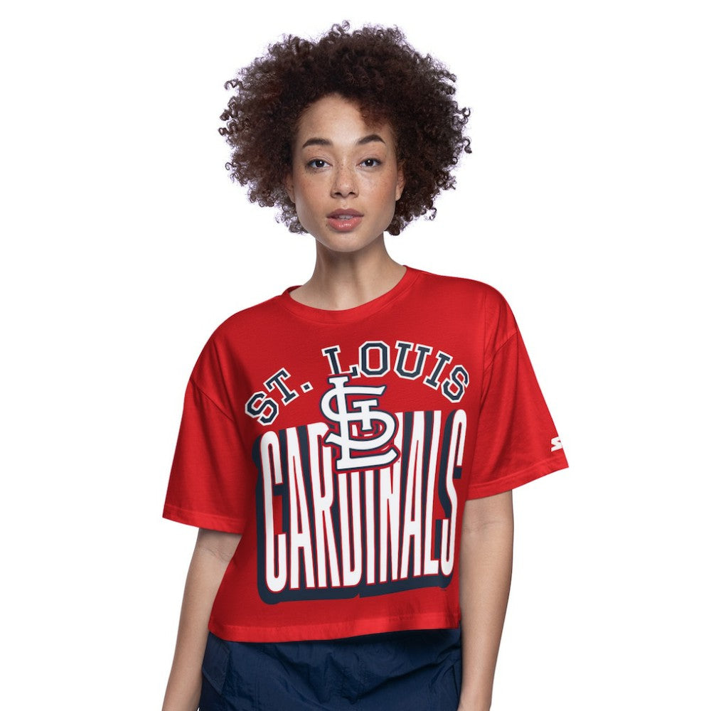 St. Louis Cardinals Starter Women's Play the Ball Boxy Cropped T-Shirt - Red T-shirts