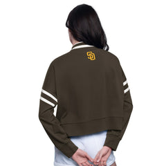 San Diego Padres Starter Women's Power Play Cropped Pullover Sweatshirt - Brown Pullover