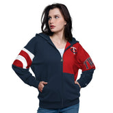 Minnesota Twins Starter Women's Curve Ball Full Zip Hoodie Sweatshirt - Navy/Red Hoodies