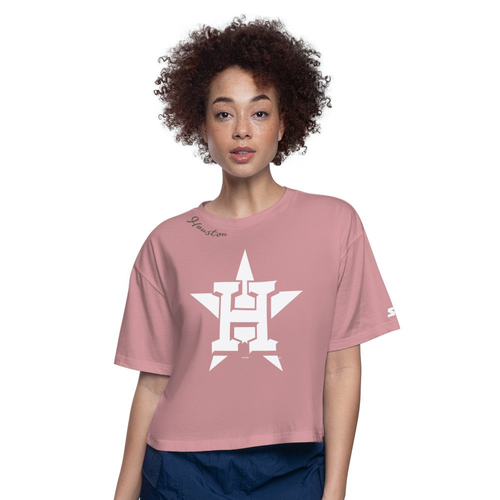 Houston Astros Starter Women's Play the Ball Boxy Cropped T-Shirt - Pink T-shirts