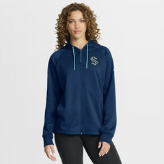 NHL Seattle Kraken Fanatics Women's Authentic Pro Rink Raglan Full-Zip Hoodie - Deep Sea Blue