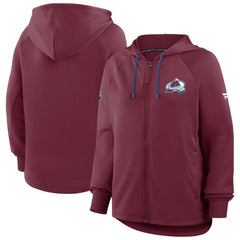 NHL Colorado Avalanche Fanatics Women's Authentic Pro Rink Raglan Full-Zip Hoodie - Burgundy