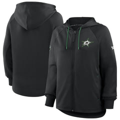 NHL Dallas Stars Fanatics Women's Authentic Pro Rink Raglan Full-Zip Hoodie - Black