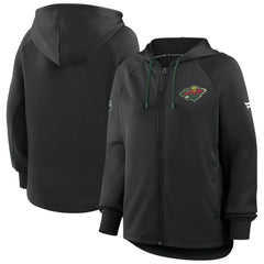 NHL Minnesota Wild Fanatics Women's Authentic Pro Rink Raglan Full-Zip Hoodie - Black