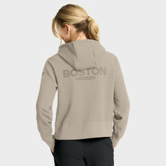 NHL Boston Bruins Fanatics Women's Authentic Pro Road Tri-Blend Quarter-Zip Hoodie - Tan