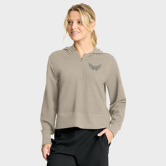 NHL Washington Capitals Fanatics Women's Authentic Pro Road Tri-Blend Quarter-Zip Hoodie - Tan