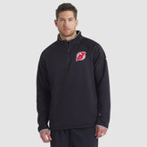 NHL New Jersey Devils Fanatics Authentic Pro Rink Raglan Quarter-Zip Pullover - Black