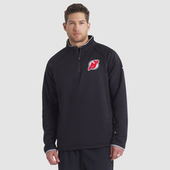 NHL New Jersey Devils Fanatics Authentic Pro Rink Raglan Quarter-Zip Pullover - Black