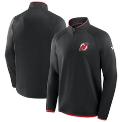 NHL New Jersey Devils Fanatics Authentic Pro Rink Raglan Quarter-Zip Pullover - Black