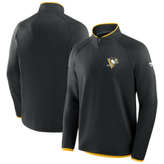 NHL Pittsburgh Penguins Fanatics Authentic Pro Rink Raglan Quarter-Zip Pullover - Black