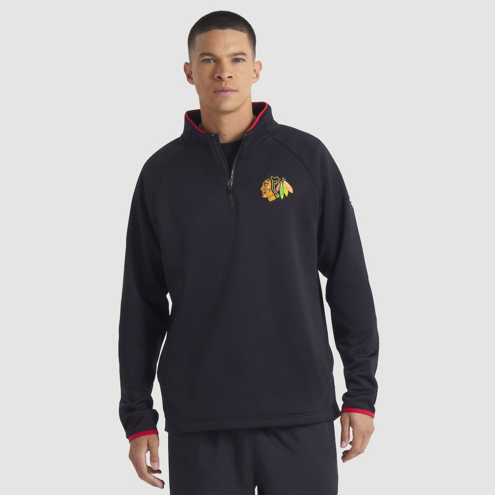 NHL Chicago Blackhawks Fanatics Authentic Pro Rink Raglan Quarter-Zip Pullover - Black