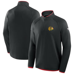 NHL Chicago Blackhawks Fanatics Authentic Pro Rink Raglan Quarter-Zip Pullover - Black