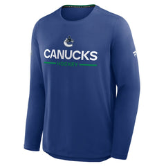 NHL Vancouver Canucks Fanatics Authentic Pro Rink Tech Long Sleeve T-Shirt - Blue