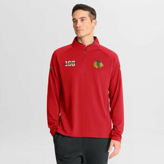 NHL Chicago Blackhawks Fanatics Authentic Pro Rink Training Centennial Raglan Quarter-Zip Pullover - Red