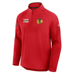 NHL Chicago Blackhawks Fanatics Authentic Pro Rink Training Centennial Raglan Quarter-Zip Pullover - Red