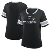 Las Vegas Raiders Women's Redzone Draw Play Athena Lace-Up T-Shirt Black