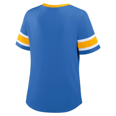 Los Angeles Chargers Women's Redzone Draw Play Athena Lace-Up T-Shirt Powder Blue