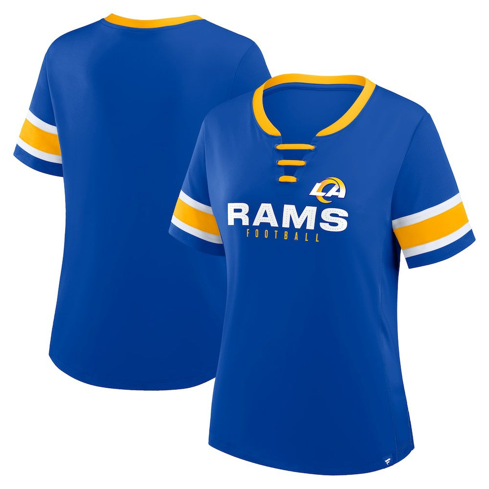 Los Angeles Rams Women's Redzone Draw Play Athena Lace-Up T-Shirt Royal