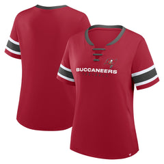Tampa Bay Buccaneers Women's Redzone Draw Play Athena Lace-Up T-Shirt Red