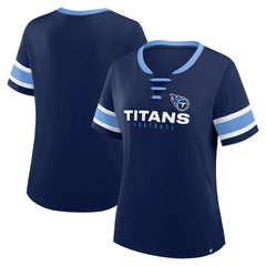Tennessee Titans Women's Redzone Draw Play Athena Lace-Up T-Shirt Navy
