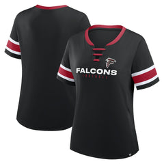 Atlanta Falcons Women's Redzone Draw Play Athena Lace-Up T-Shirt Black