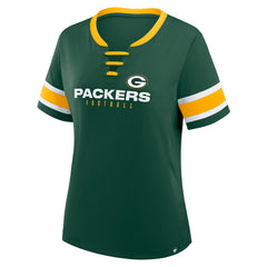 Green Bay Packers Women's Redzone Draw Play Athena Lace-Up T-Shirt Green