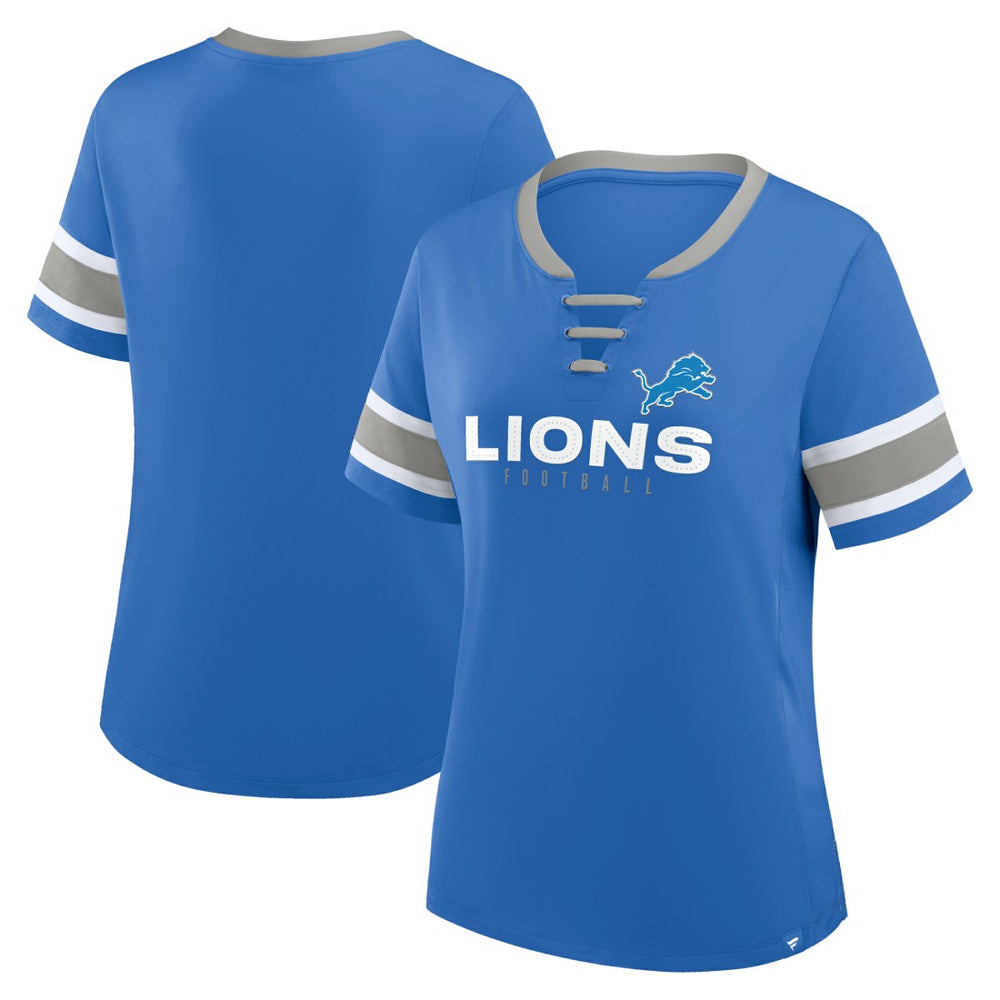 Detroit Lions Women's Redzone Draw Play Athena Lace-Up T-Shirt Blue