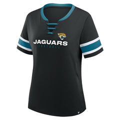 Jacksonville Jaguars Women's Redzone Draw Play Athena Lace-Up T-Shirt Black