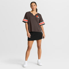 Cleveland Browns Women's Redzone Curl Route T-Shirt Brown