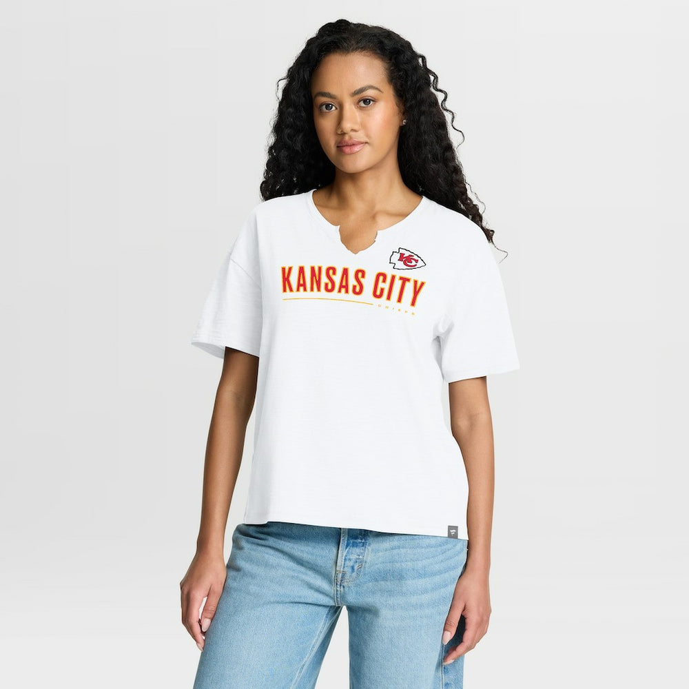 Kansas City Chiefs Women's Redzone Slub Boxy T-Shirt White