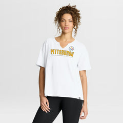 Pittsburgh Steelers Women's Redzone Slub Boxy T-Shirt White