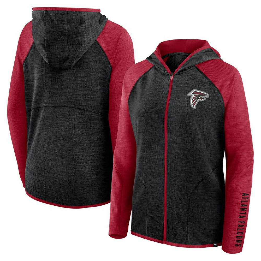 Atlanta Falcons Women's Redzone End Around Pass Raglan Full-Zip Hoodie Black/Red