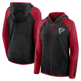 Atlanta Falcons Women's Redzone End Around Pass Raglan Full-Zip Hoodie Black/Red