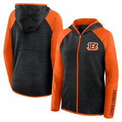 Cincinnati Bengals Women's Redzone End Around Pass Raglan Full-Zip Hoodie Black/Orange
