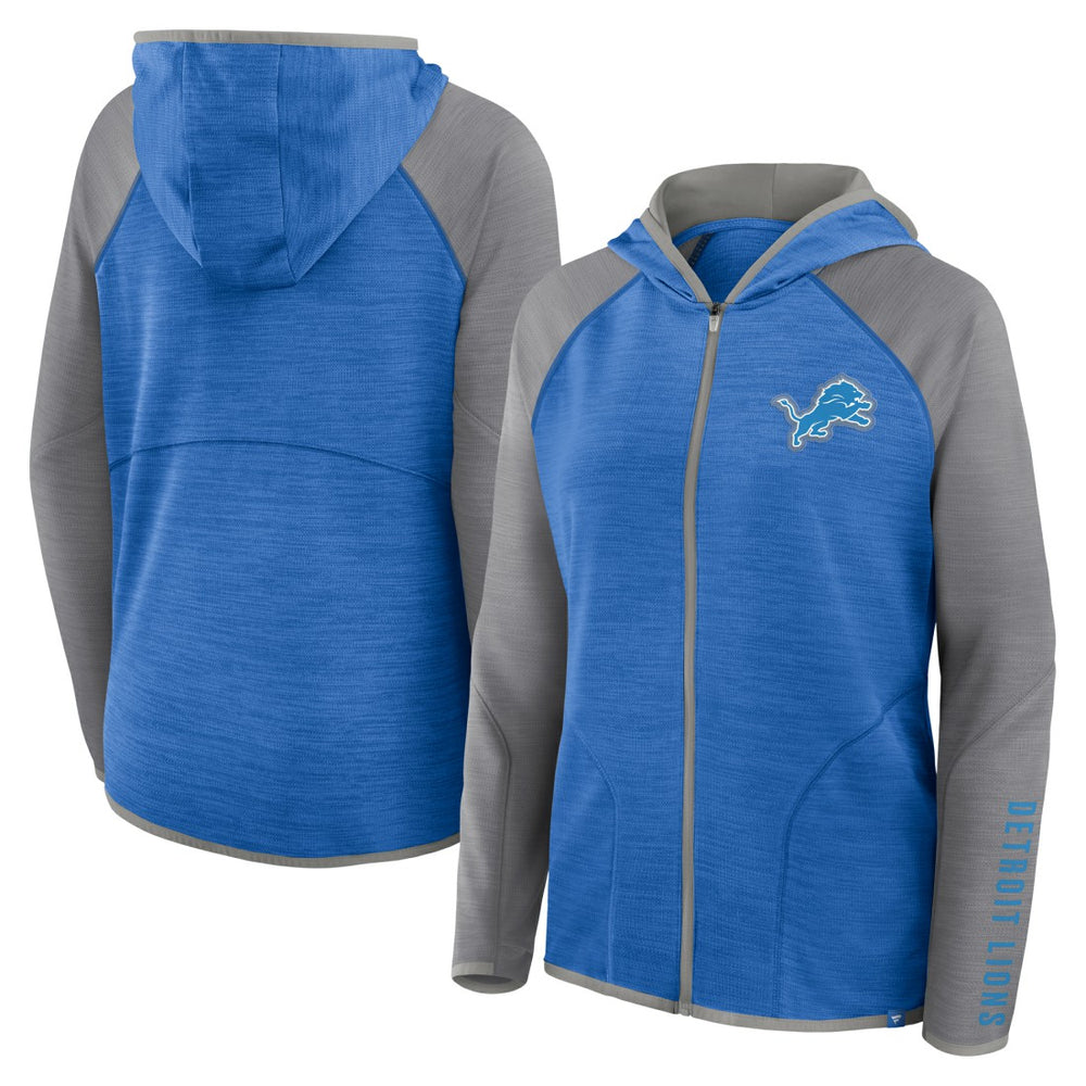 Detroit Lions Women's Redzone End Around Pass Raglan Full-Zip Hoodie Blue/Gray