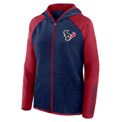 Houston Texans Women's Redzone End Around Pass Raglan Full-Zip Hoodie Navy/Red