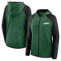 New York Jets Women's Redzone End Around Pass Raglan Full-Zip Hoodie Green/Black