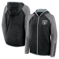 Las Vegas Raiders Women's Redzone End Around Pass Raglan Full-Zip Hoodie Black/Gray