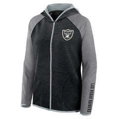 Las Vegas Raiders Women's Redzone End Around Pass Raglan Full-Zip Hoodie Black/Gray